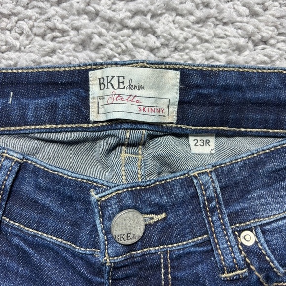 BKE Denim Jeans Womens 23 Skinny Distressed Holes Low Rise Big Stitch Concert - Picture 2 of 6